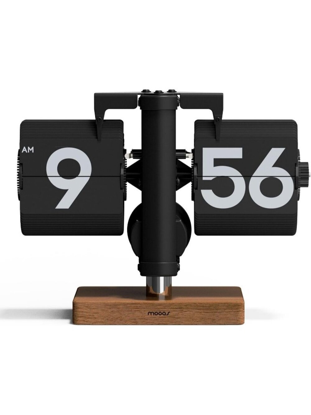Home Black Analog Quartz Large Number Mini Wood Vintage Design Flip Desk Clock